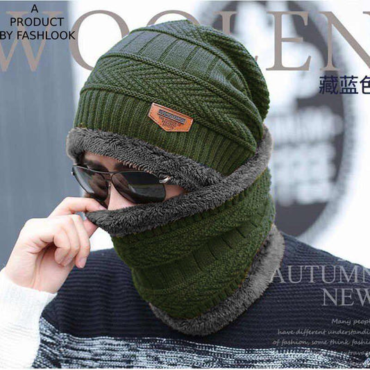 Men Woolen Cap with Face Cover